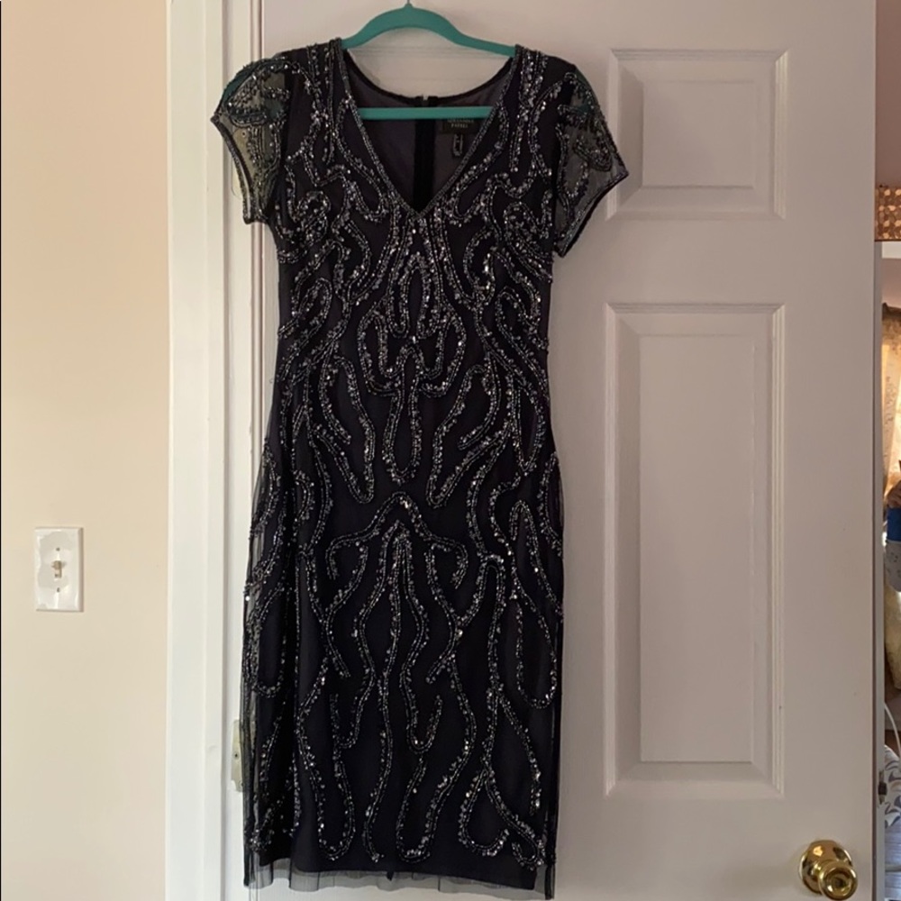 Adrianna Papell navy sequin dress